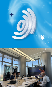 Equipo directivo en reunión estratégica junto a símbolo de patente europea, representando la innovación de Wondercool en tecnología de superenfriamiento de bebidas para hostelería en Europa.